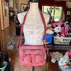 100% cow hide leather Great American leather works red crossbody handbag.